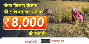 पीएम किसान योजना की राशि बढ़ाकर प्रति वर्ष 8,000 रुपये की जाएगी।