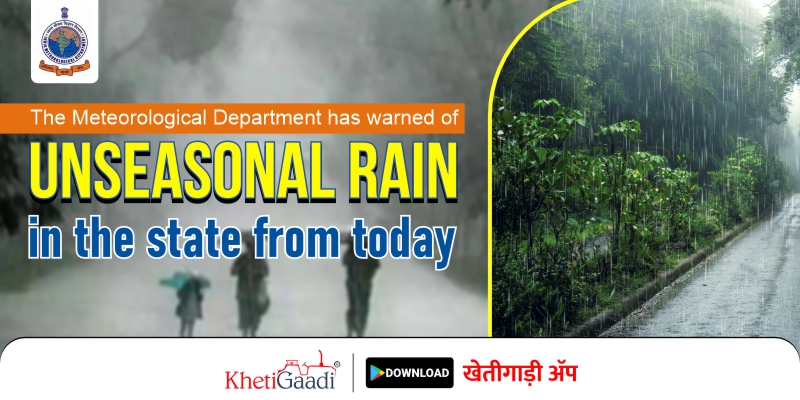 The Meteorological Department has warned of unseasonal rain in the state from today