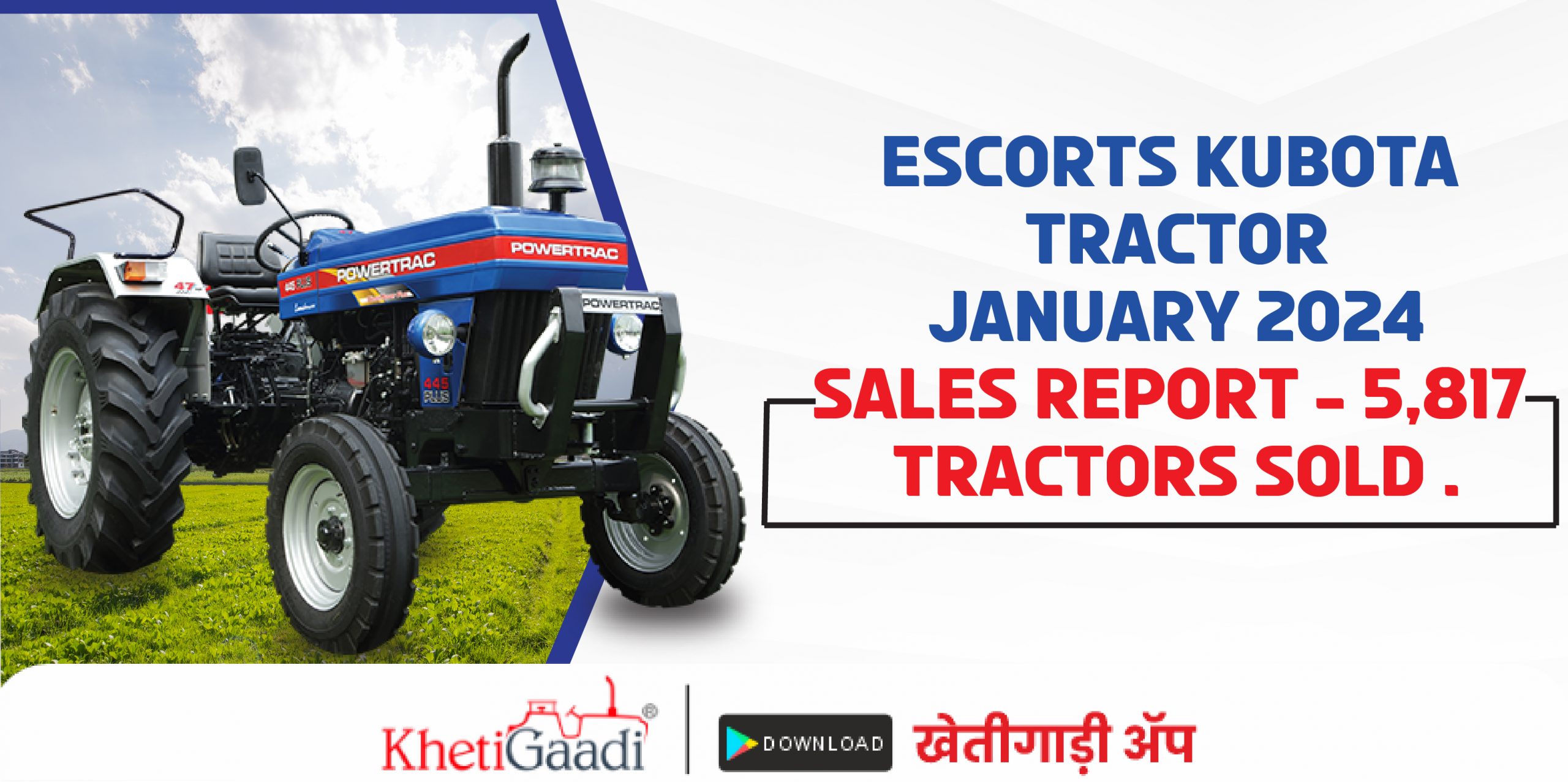 Escort Kubota Tractor January 2024 Sales Report – 5,817 Tractors Sold