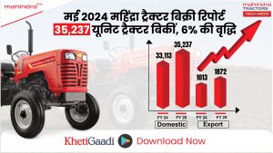 मई 2024 महिंद्रा ट्रैक्टर बिक्री रिपोर्ट: 35,237 यूनिट ट्रैक्टर बिकीं, 6% की वृद्धि