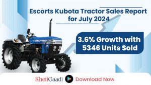 Escorts Kubota Tractor Sales Report for July 2024: 3.6% Growth with 5346 Units Sold