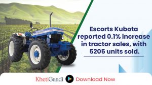 Escorts Kubota reported 0.1% increase in tractor sales, with 5205 units sold