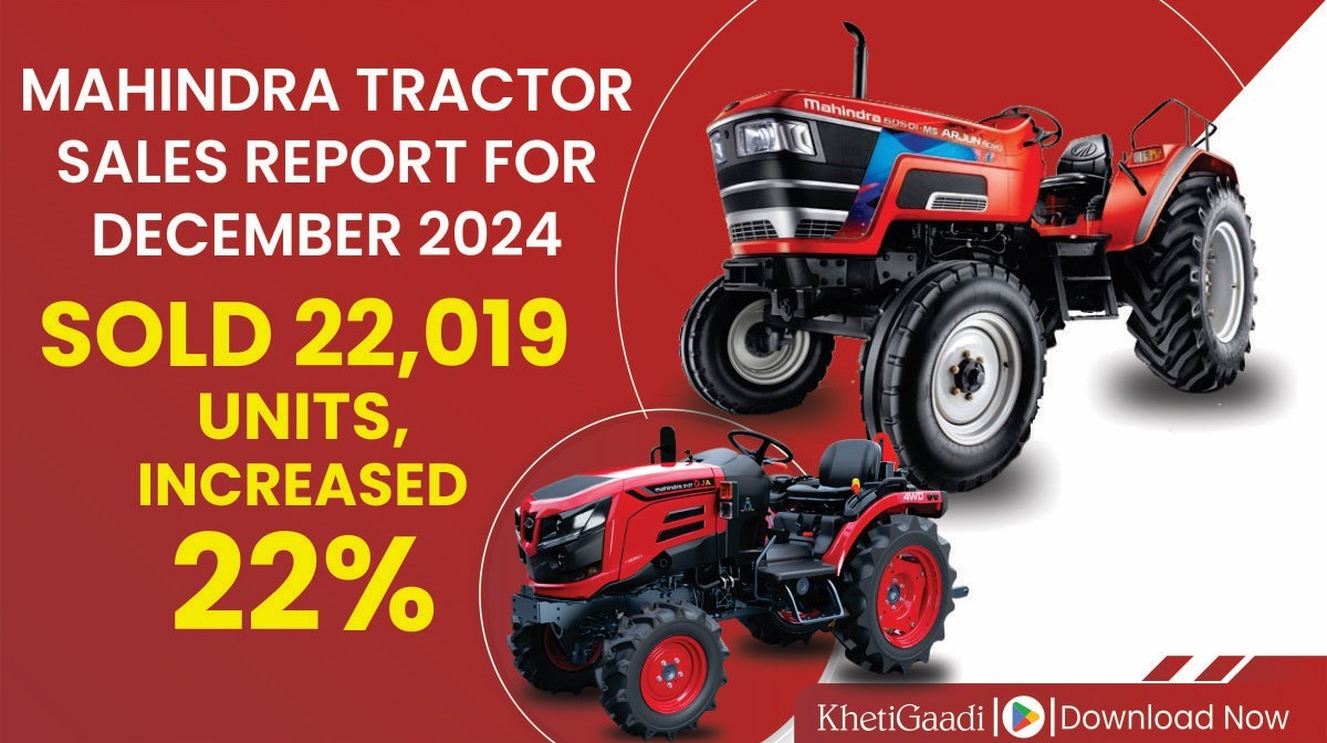 Mahindra Tractor Sales Report for December 2024: Sold 22,019 Units, Increased 22%