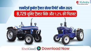 एस्कॉर्ट्स कुबोटा ट्रैक्टर्स की अप्रैल 2025 में 8,729 बिक्री,1.2% की गिरावट