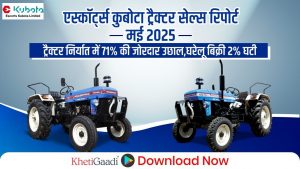 एस्कॉर्ट्स कुबोटा ट्रैक्टर्स बिक्री रिपोर्ट मई 2025:निर्यात में 71.3% की शानदार बढ़त औरघरेलू बाजार में मामूली गिरावट!